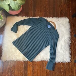 Y2K Blue Ribbed Sweater with Hardware Details